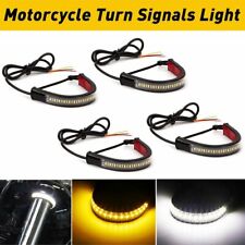 4pcs Motorcycle Led Flexible Strip Light Drl Turn Signal White Amber Switchback