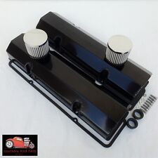 Small Block Chevy Black Aluminum Fabricated Valve Covers Sbc 350 400 Breathers